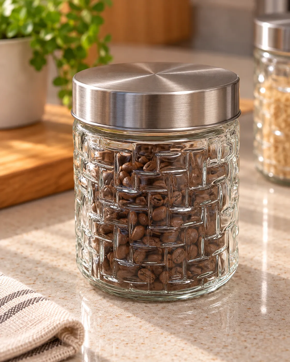 Pote Class Home Vidro 800ml com Rattan