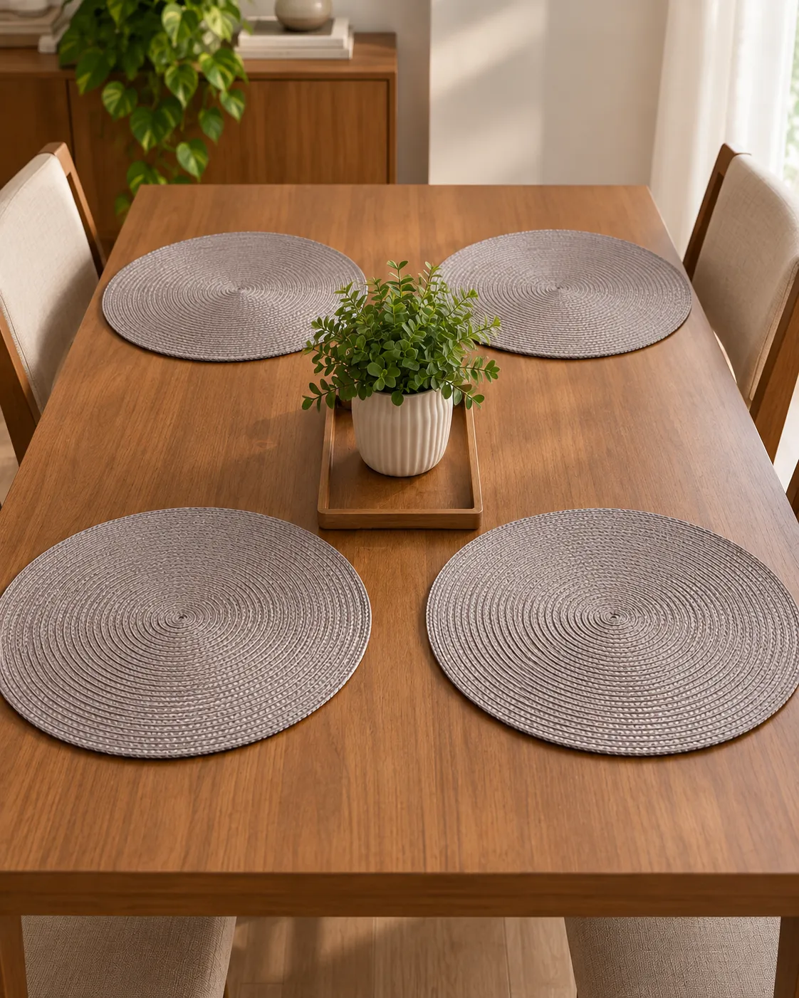 Conjunto de Jogos Americanos Redondos 38cm Taupe - 4 peças Mundiart