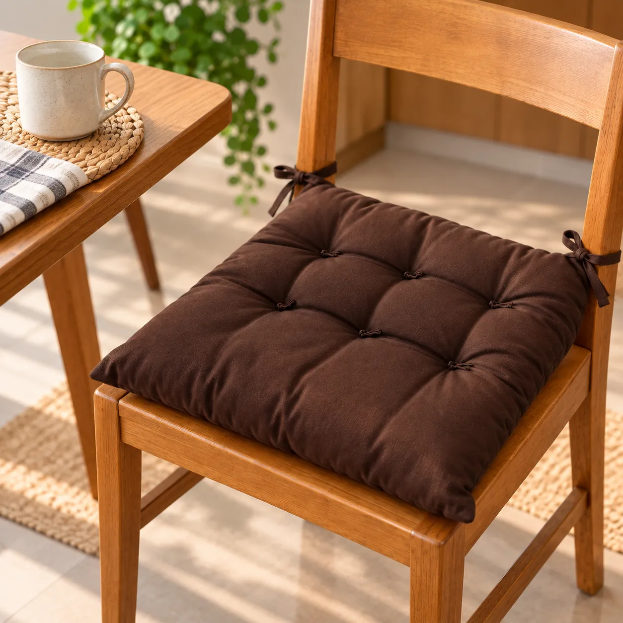 Assento Futon Liso Oxford 40 x 40cm Marrom